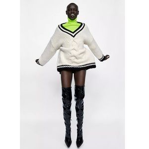 New Zara Sweater w/ Contrasting Rib Trim (Sz: M)